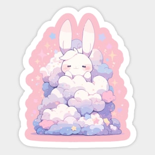 Cute Fluffy Clouds Baby Bunny Kawaii Princess Sticker